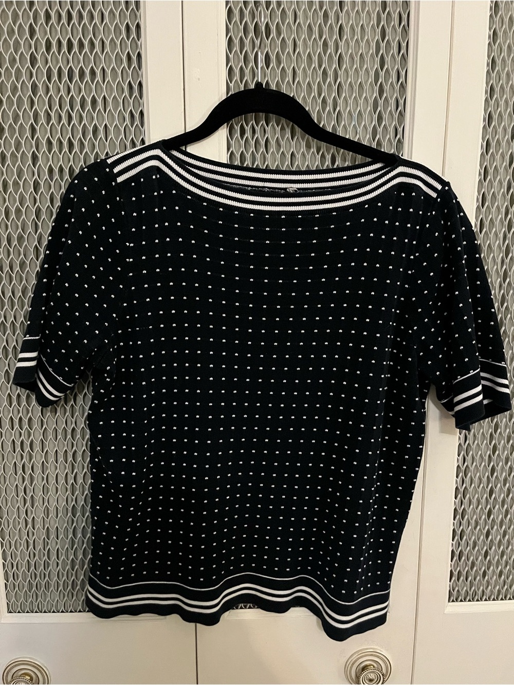 Black and White Polka Dot Knit Top